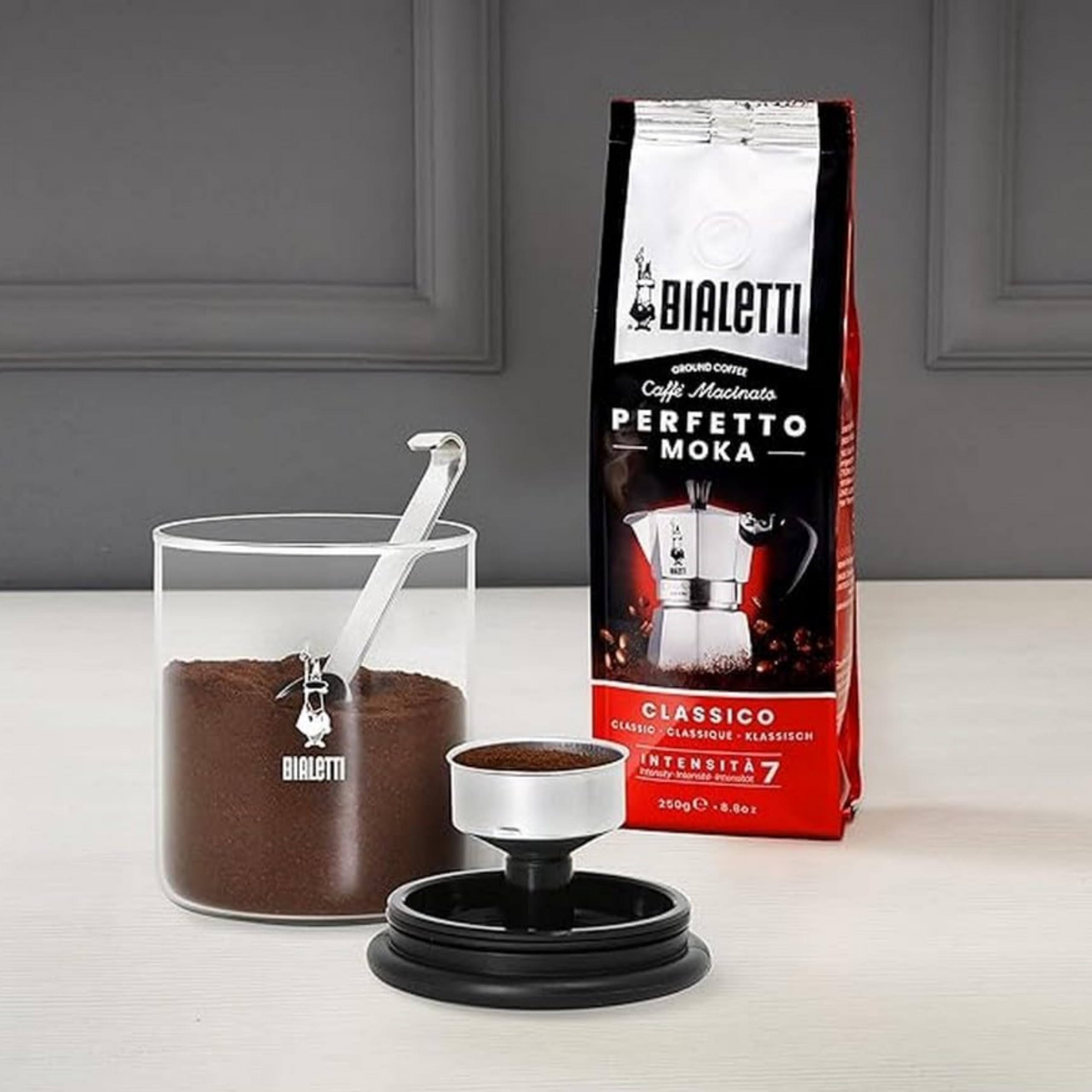 bialetti-kaffeedose-glas-250-g-schwarz-mit-dosierl-ffel image 5