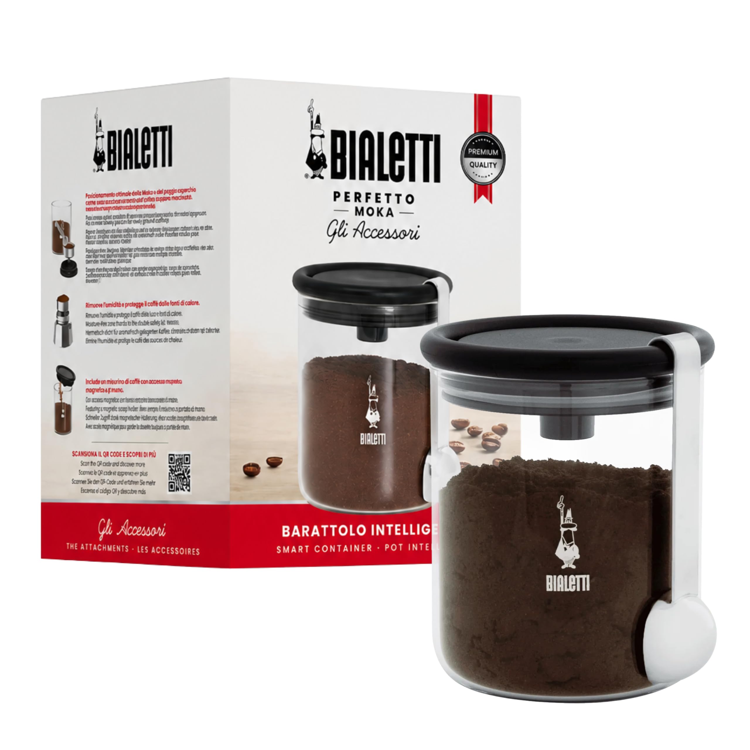 bialetti-kaffeedose-glas-250-g-schwarz-mit-dosierl-ffel image 1