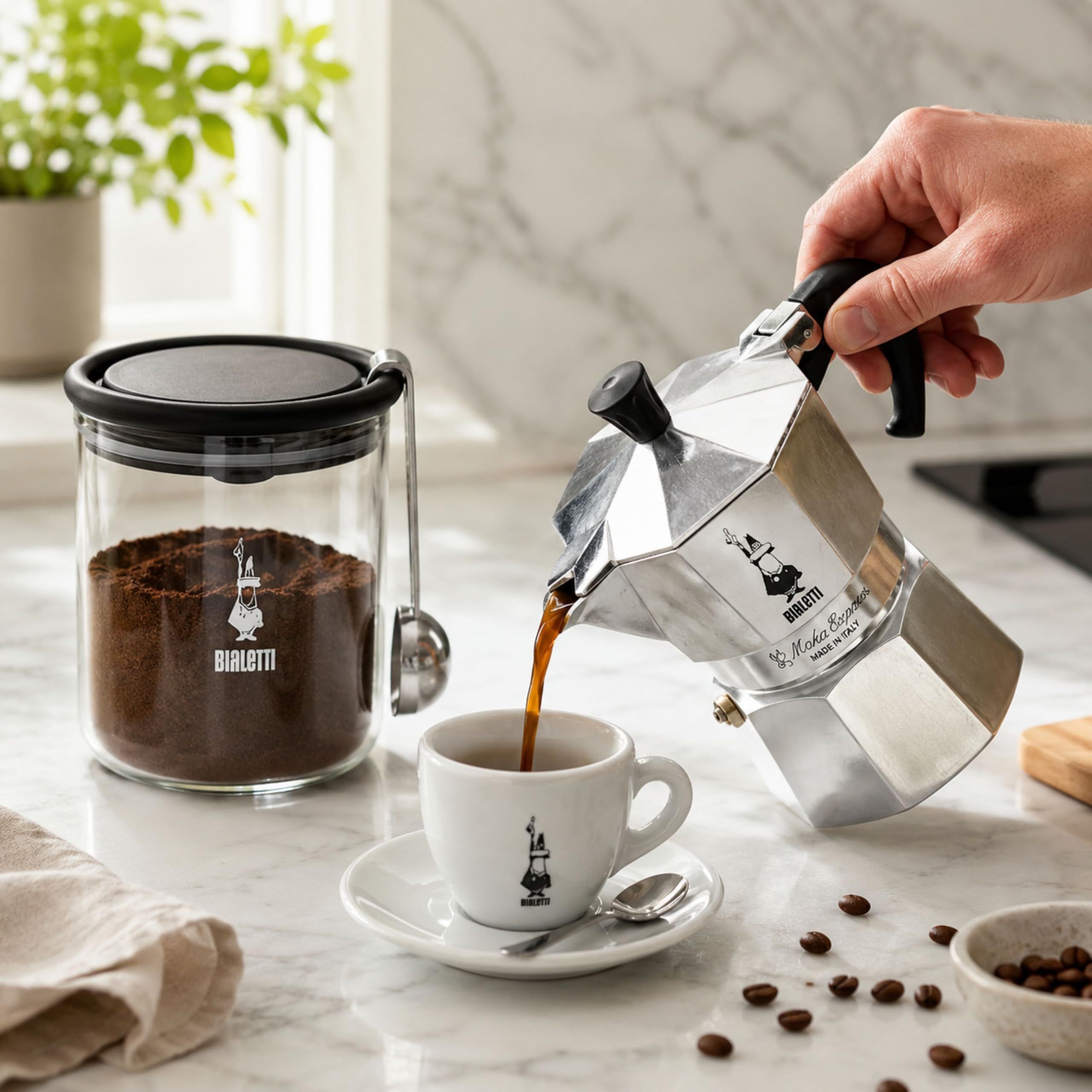 bialetti-kaffeedose-glas-250-g-schwarz-mit-dosierl-ffel image 6