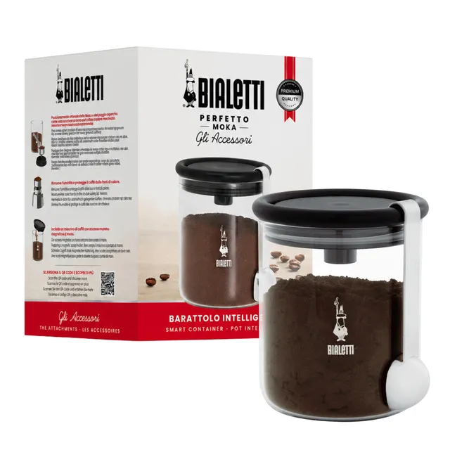 bialetti-kaffeedose-glas-250-g-schwarz-mit-dosierl-ffel image 1