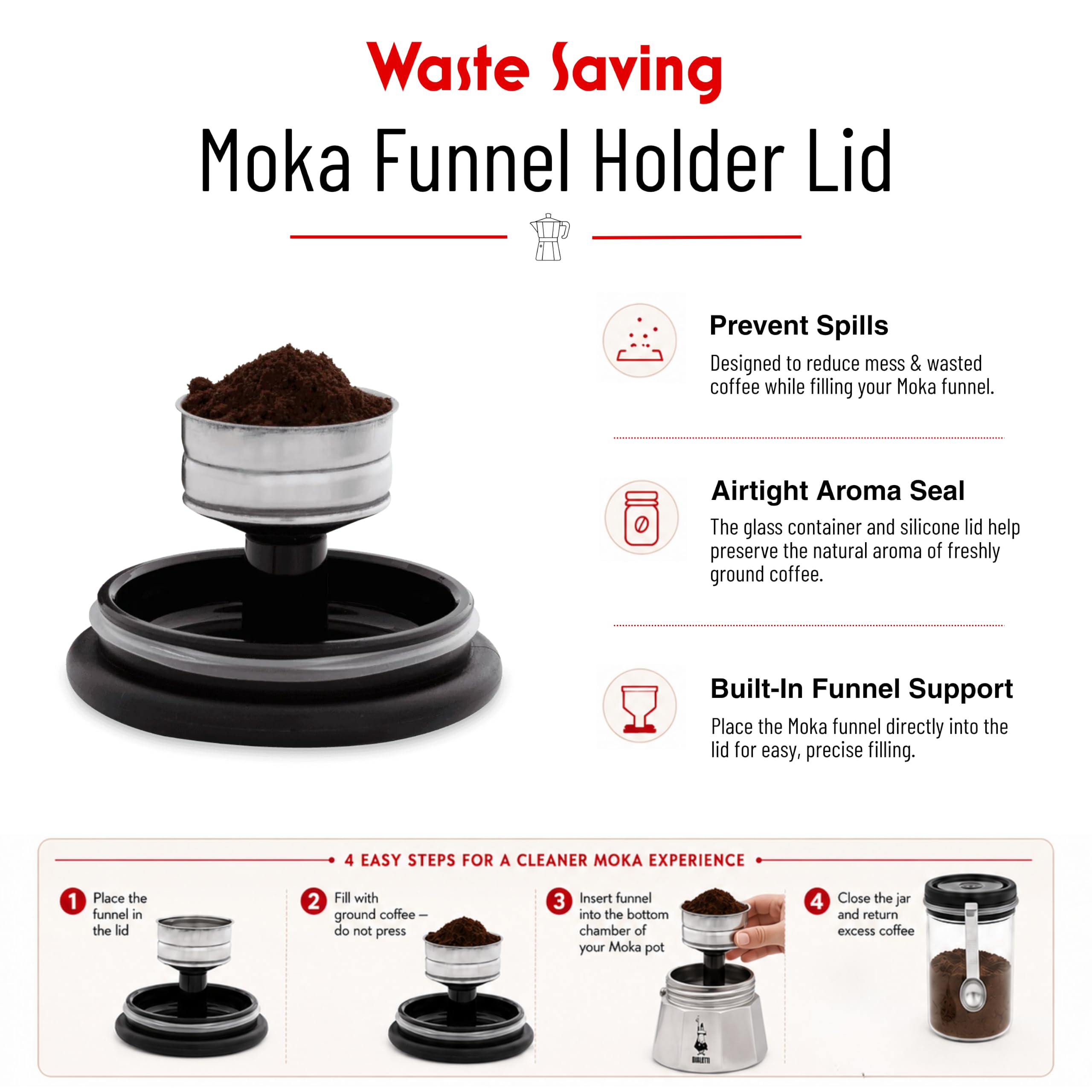 bialetti-kaffeedose-glas-250-g-schwarz-mit-dosierl-ffel image 3
