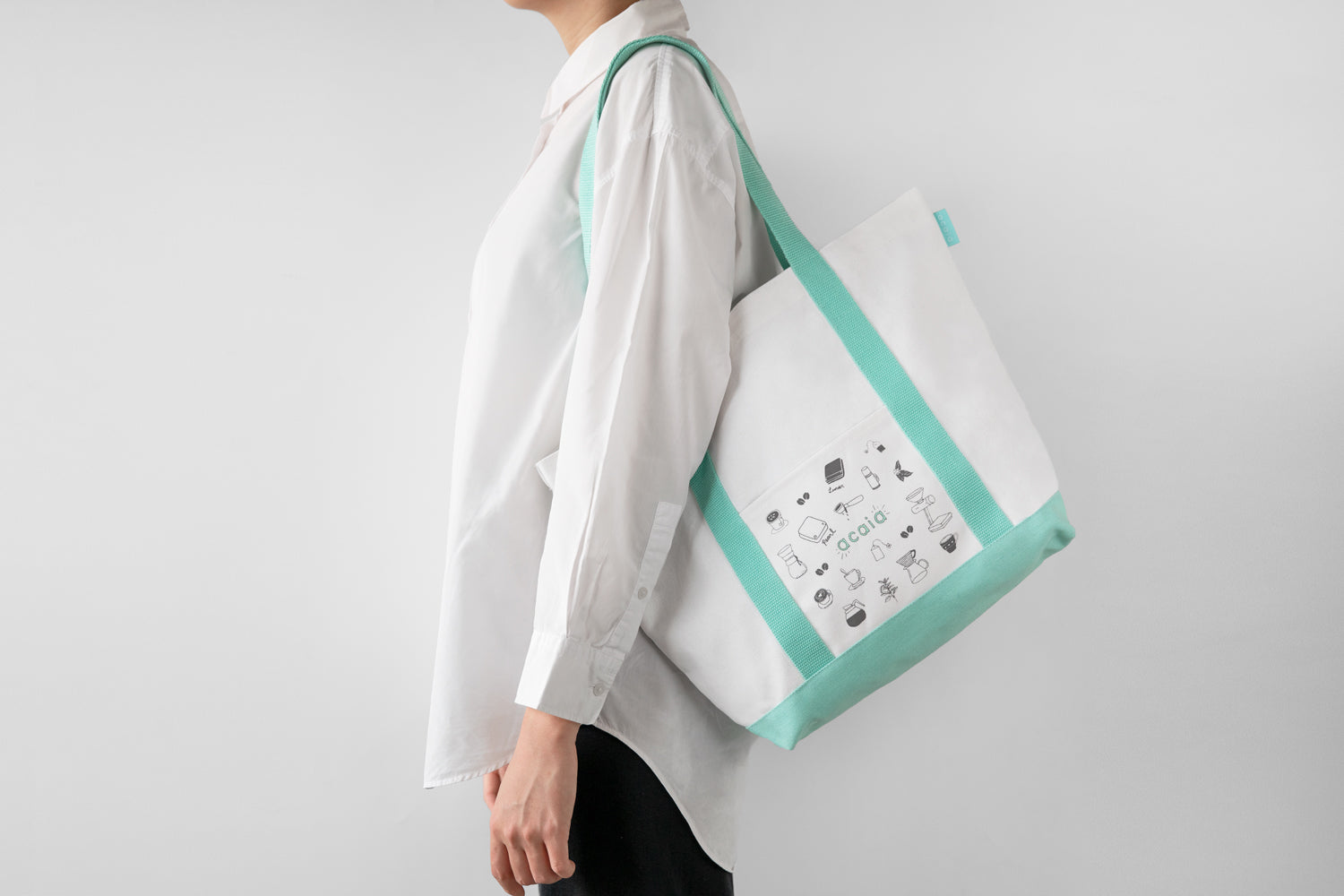 acaia-merch-tote-bag-aqua-tasche-canvas-off-white image 4