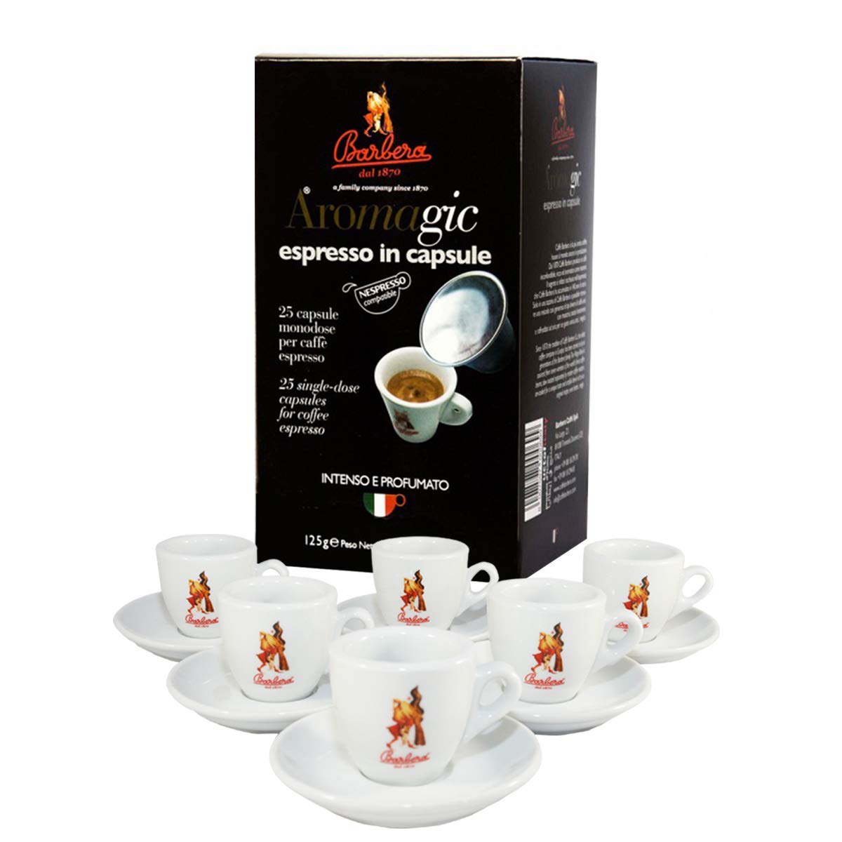barbera-aromagic-kaffeekapseln-nespresso-25stk-tassen-set image 1