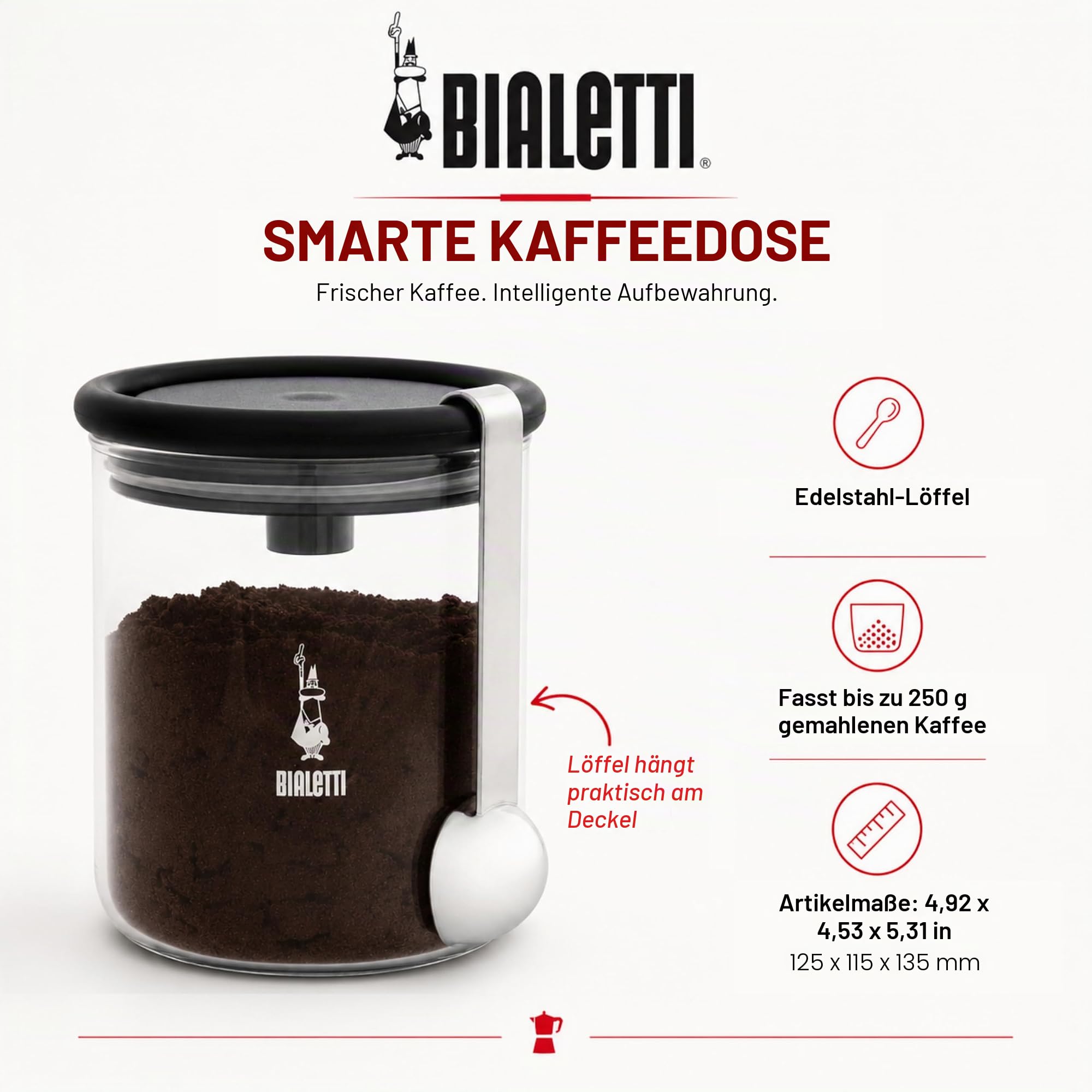 bialetti-kaffeedose-glas-250-g-schwarz-mit-dosierl-ffel image 2
