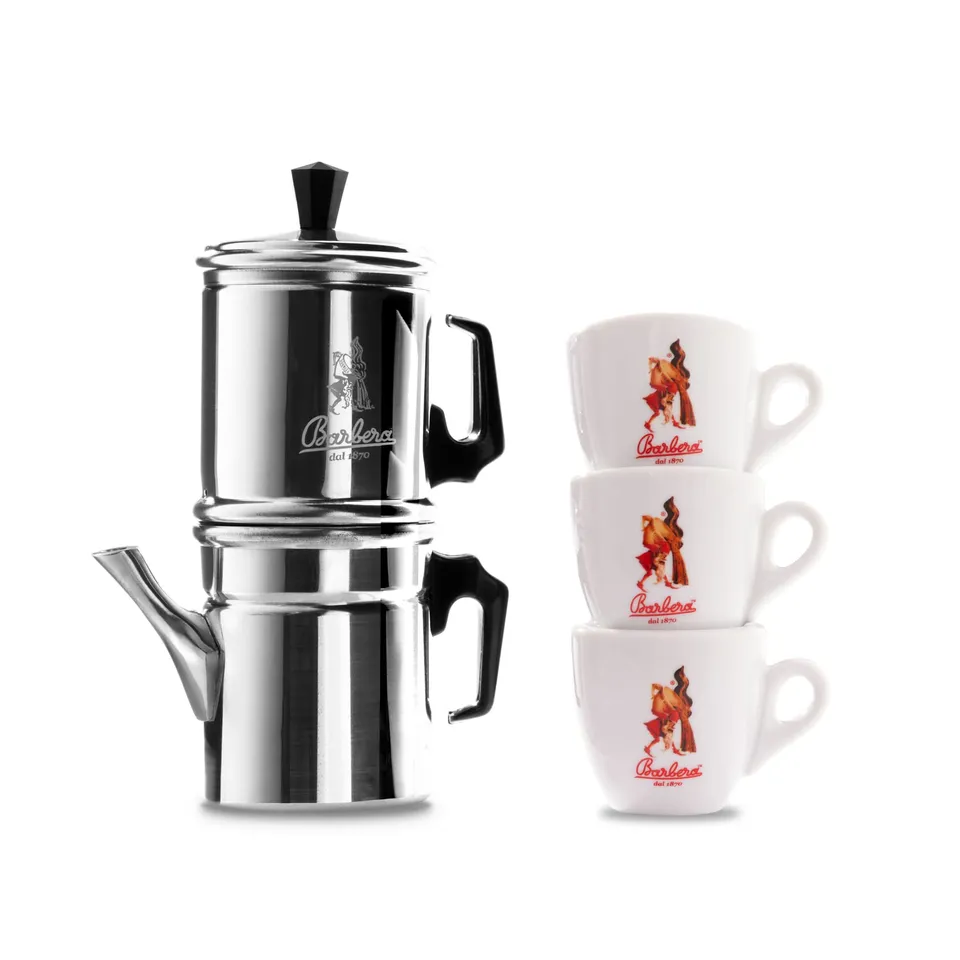 barbera-moka-napoletana-set-3-tassen-kaffee-250g image 1